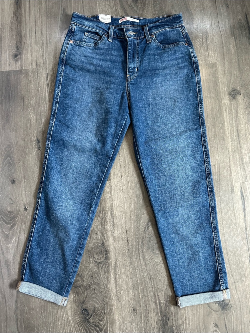 NWT Signature by Levi Strauss Heritage Boyfriend Denim in Deep Blue Sz 26